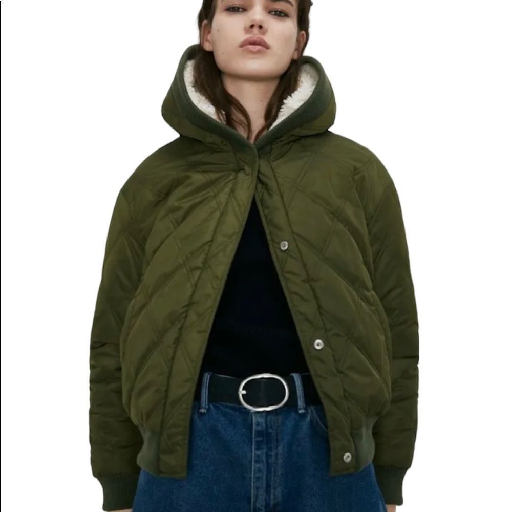 ZARA Reversible Fleece Hoodie Bomber Jacket